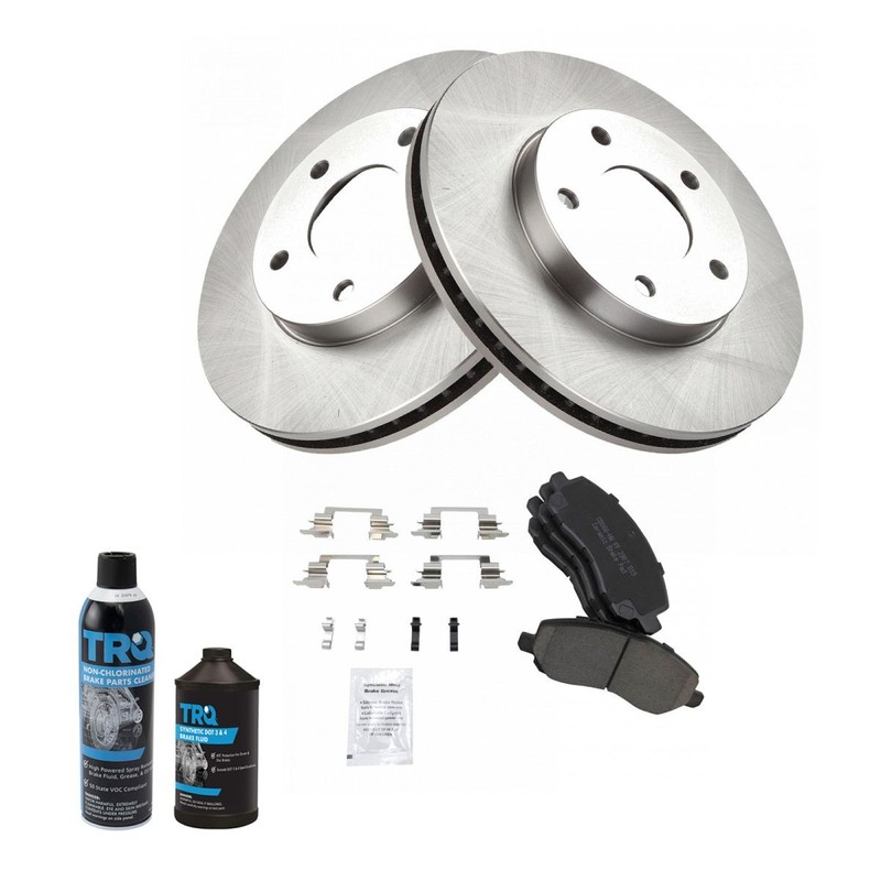 TRQ Front Ceramic Brake Pad & Rotor Kit w/Chemicals for Stratus Sebring Galant gallery