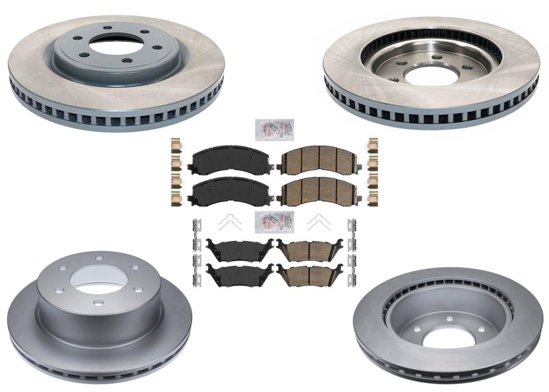F&R Coated Brake Disc Rotors Brake Pad Set fits Ford Expedition 2022 2023 2024