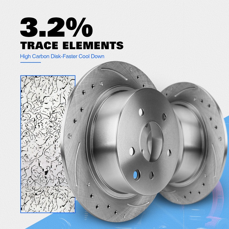 Rear Drilled Rotor Ceramic Brake Pads for 2013-2015 Chevy Malibu 2016 Limited gallery