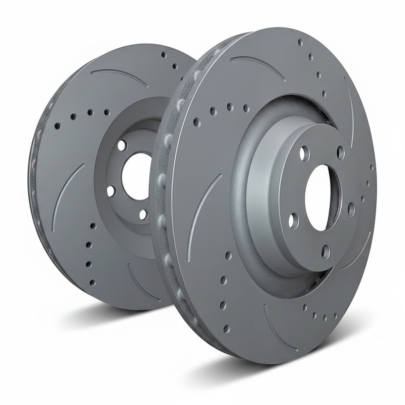 SP Performance F58-294 Drilled/Slotted GREY Rear Rotors 05-10 Volkswagen Jetta