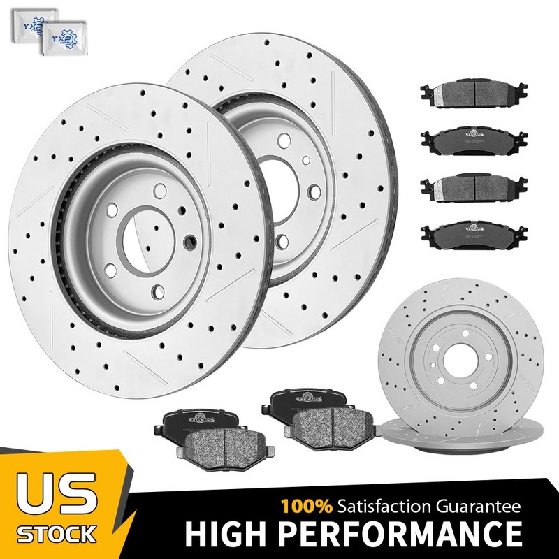 325mm Front 330mm Rear Drilled Rotors Ceramic Pads For Ford Taurus Explorer Flex