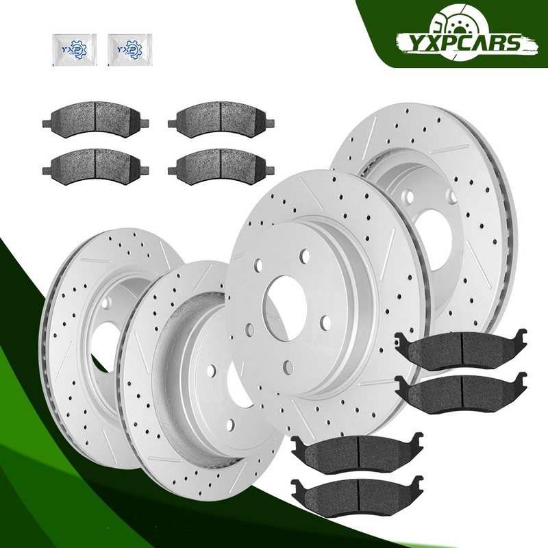 Front Rear Disc Rotors Ceramic Brake Pads Kit for Dodge Ram 1500 Chrysler Aspen