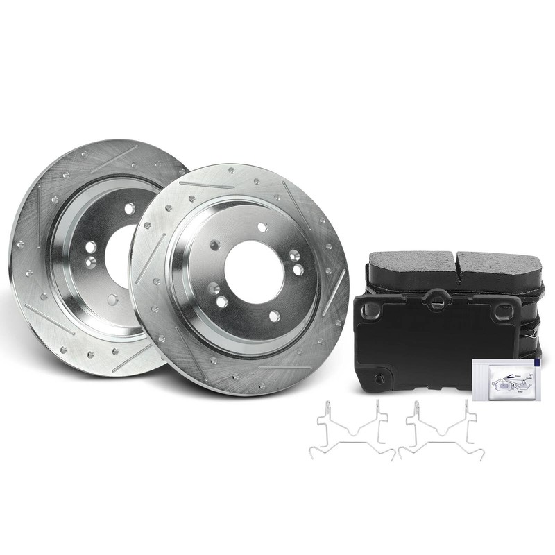 6pcs Rear Drilled Brake Rotor & Ceramic Brake Pad for Hyundai Sonata Kia Forte gallery