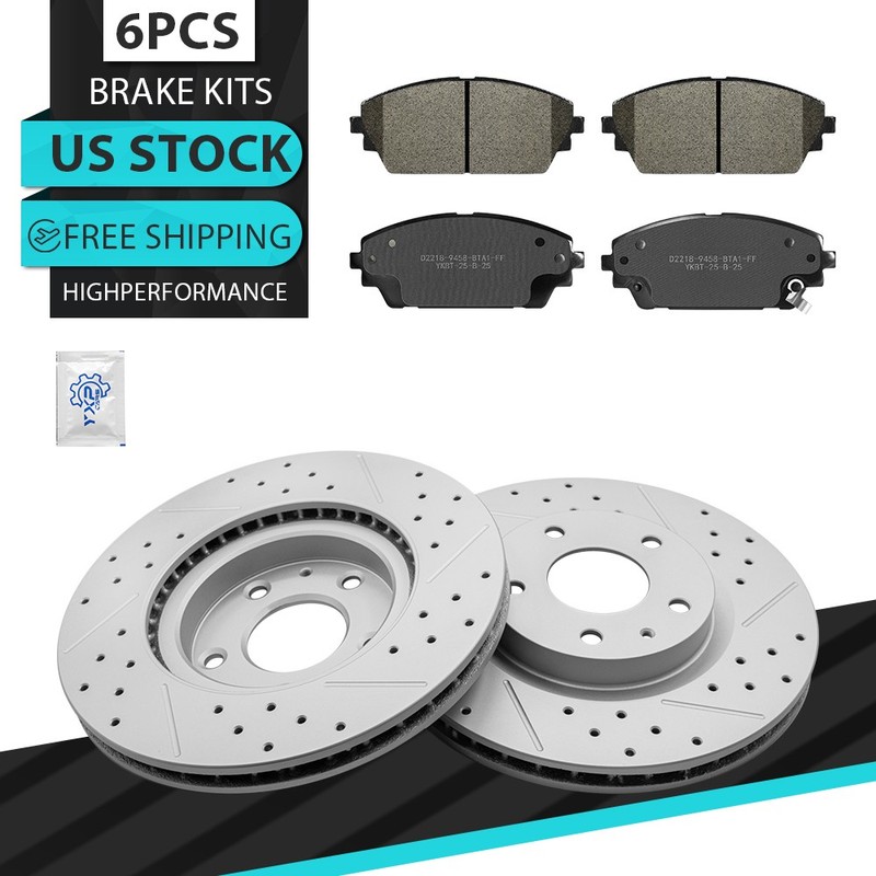 AWD Front Disc Drilled Rotors Ceramic Brake Pads for 2019-2022 2023 Mazda 3 AWD