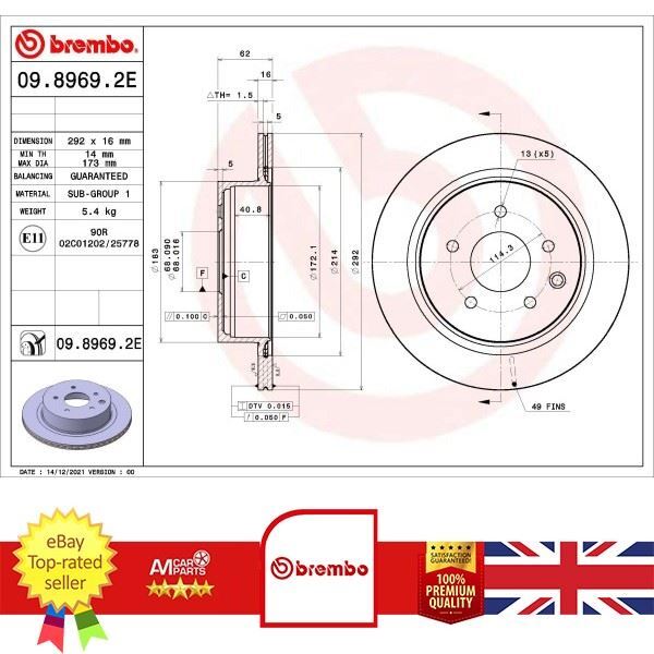 Brake Discs Kit For Nissan LEAF 10-17 432063NL0A