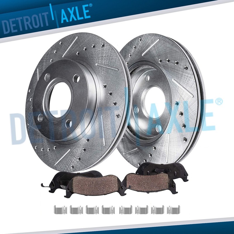 10.08” Front Drilled Brake Rotors Ceramic Pads for 2002-2007 Mitsubishi Lancer