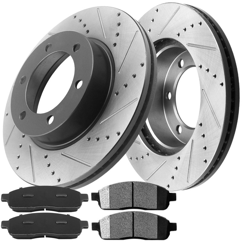 Front Drilled Brake Rotors and Pads For Ford F-150 Lincoln Mark LT 2004-2008 gallery