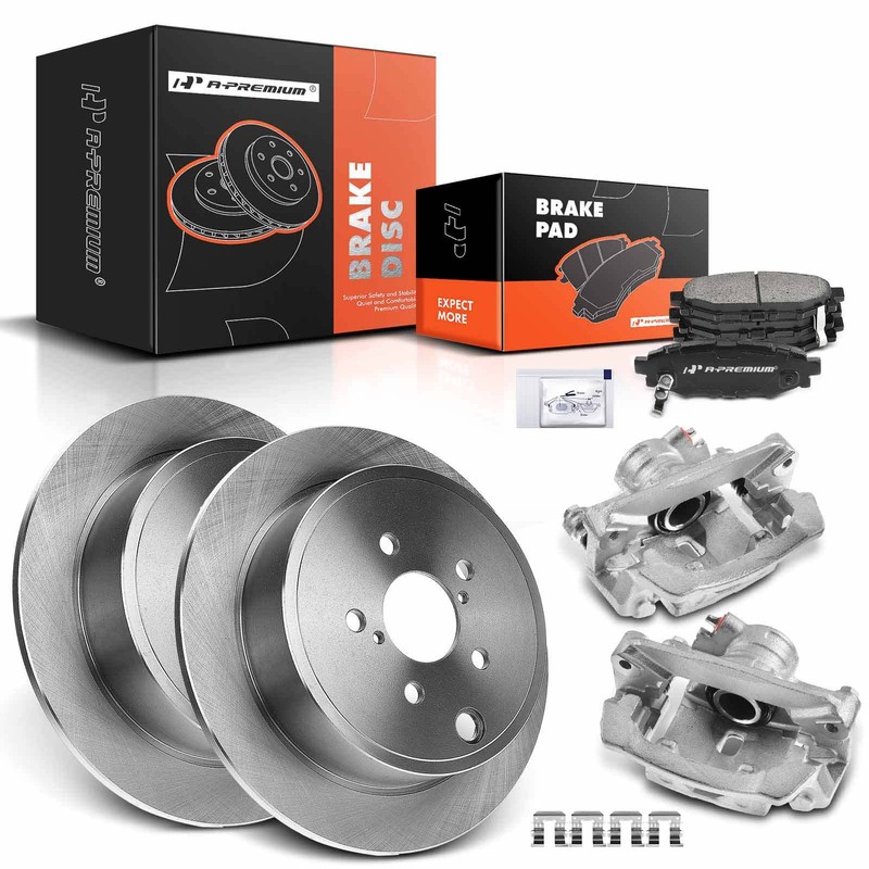 A-Premium 8x Rear Disc Brake Rotor & Pad + Caliper for Subaru Forester Impreza