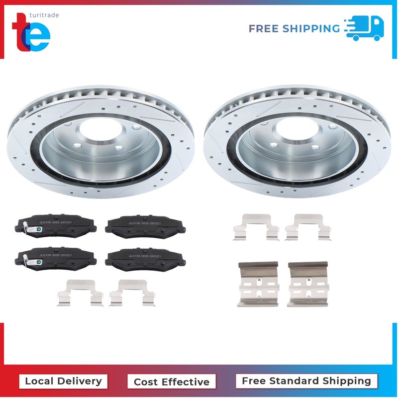 For Chevy Corvette Cadillac 6pcs Rear Drilled Brake Rotors & Ceramic Brake Pads gallery