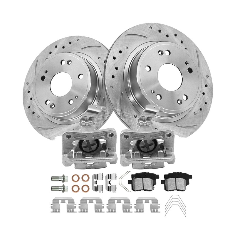 8x Rear Disc Brake Rotors & Pads + Calipers for 2009-2012 Honda Accord Acura TSX