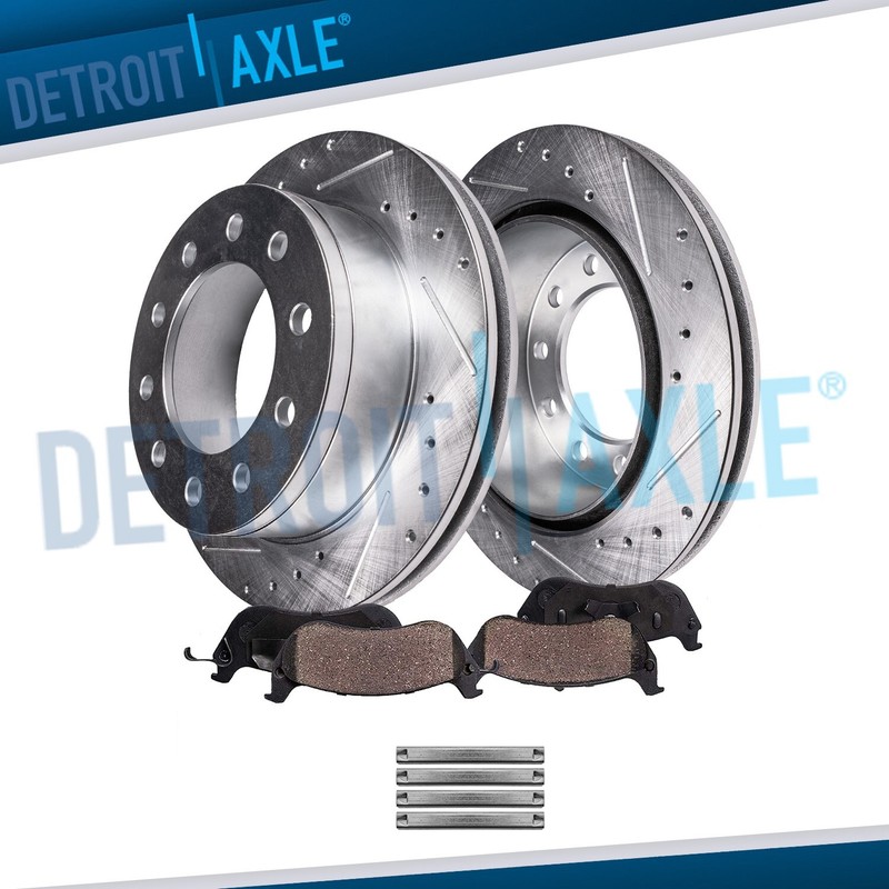 Rear DRILLED Rotors +Ceramic Pads for 2003-2008 2009 2010 2011 Lincoln Town Car