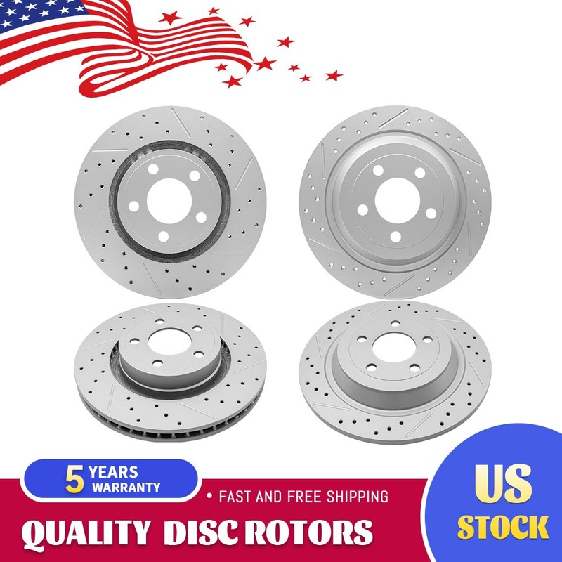 Front And Rear Drilled Brake Disc Rotors for 2015 – 2022 2023 Ford Mustang