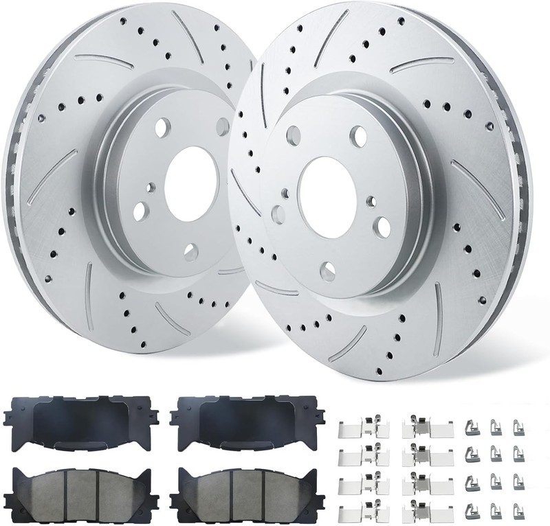 Front Drilled Rotors Brake Pads Kit for Toyota Camry Avalon Lexus ES350 ES300h
