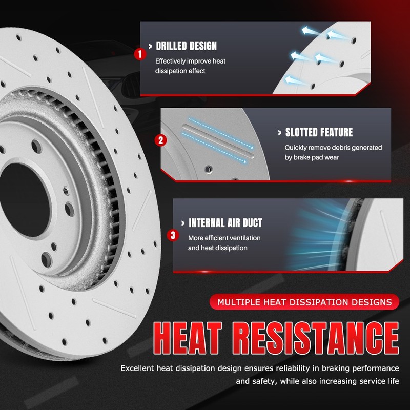 11.65" (296mm) Front Brake Rotors Ceramic Pads for Nissan Frontier 2005-2025 gallery