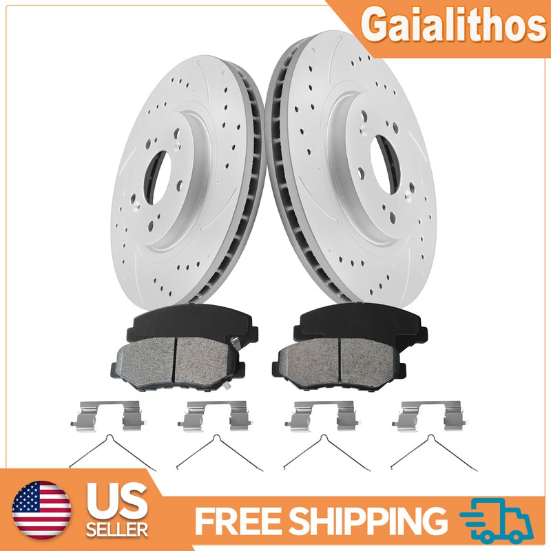 Front Drilled Brake Rotors & Ceramic Pads Kit for Honda Pilot 2003-2008 5 Lug