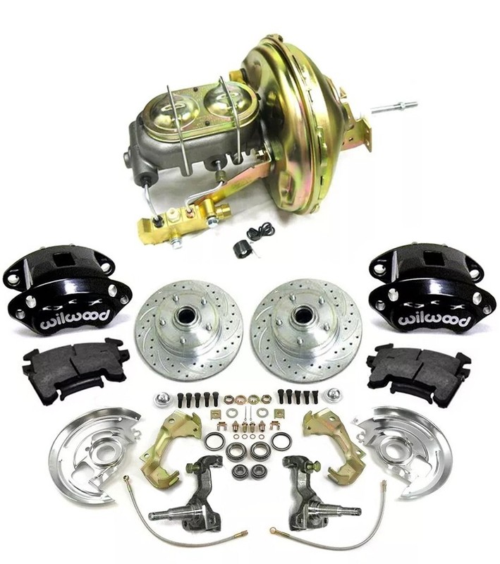 GM A F X Body Front Disc Brake Kit Conversion Stock Black Wilwood 9″ Booster