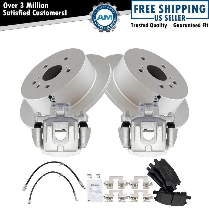 Rear Brake Pad & Rotor Kit Semi-Metallic Premium G-Coated For 04-07 Highlander