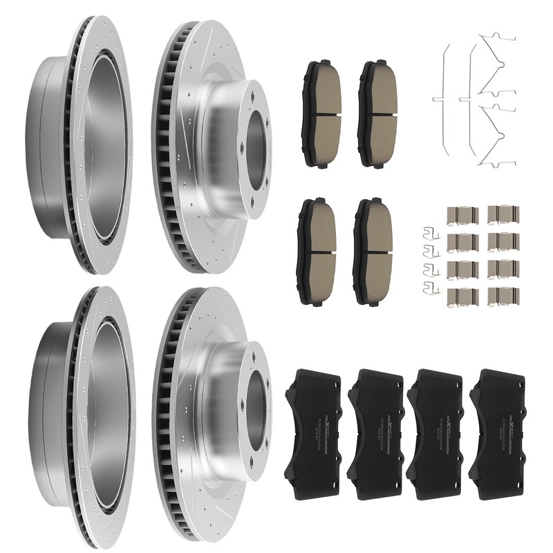 Front Rear Brake Rotors&Ceramic Pads Set for Toyota Land Cruiser/Sequoia/Tundra