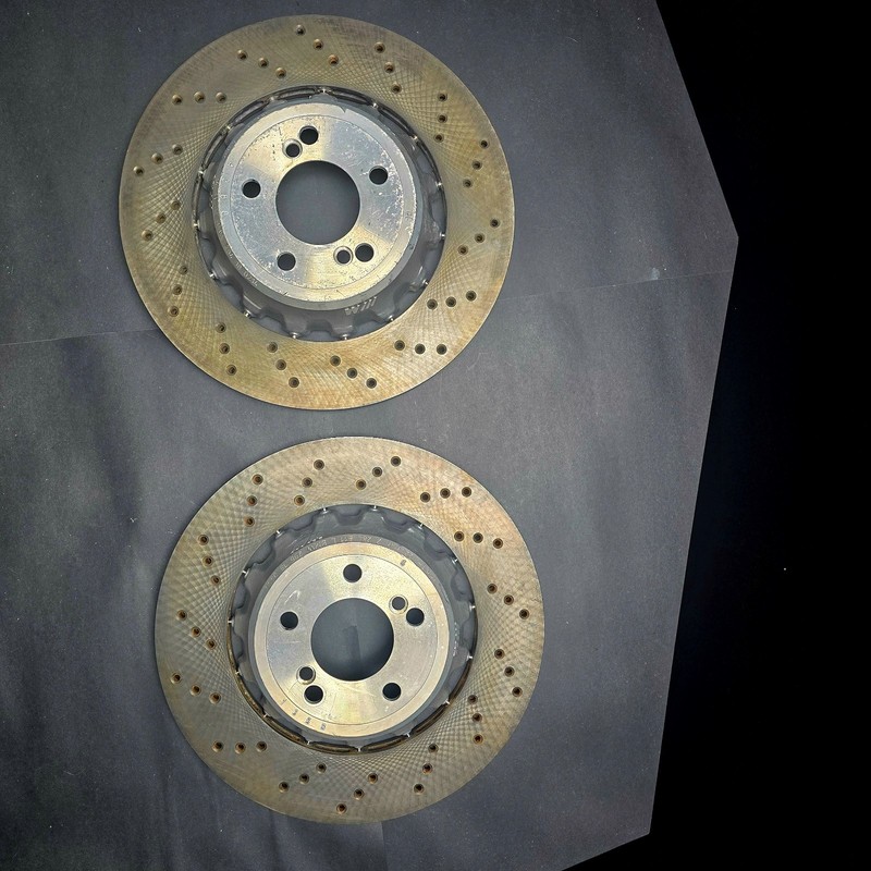 OEM BMW Rear Drilled Brake Rotors – 296×18mm – E90 E92 328i 330i