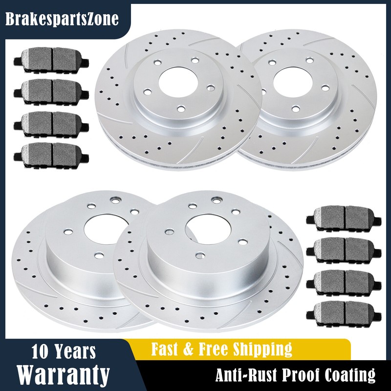 Front and Rear Brake Rotors Pads for Nissan Altima 2013 2014-2023 Drilled Brakes