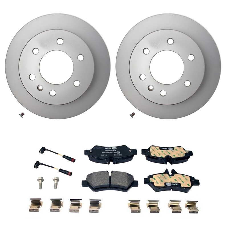 Hella Rear Rotors Low-Met Disc Brake Pad Kit For W906 Sprinter 2500 Base 2010-18