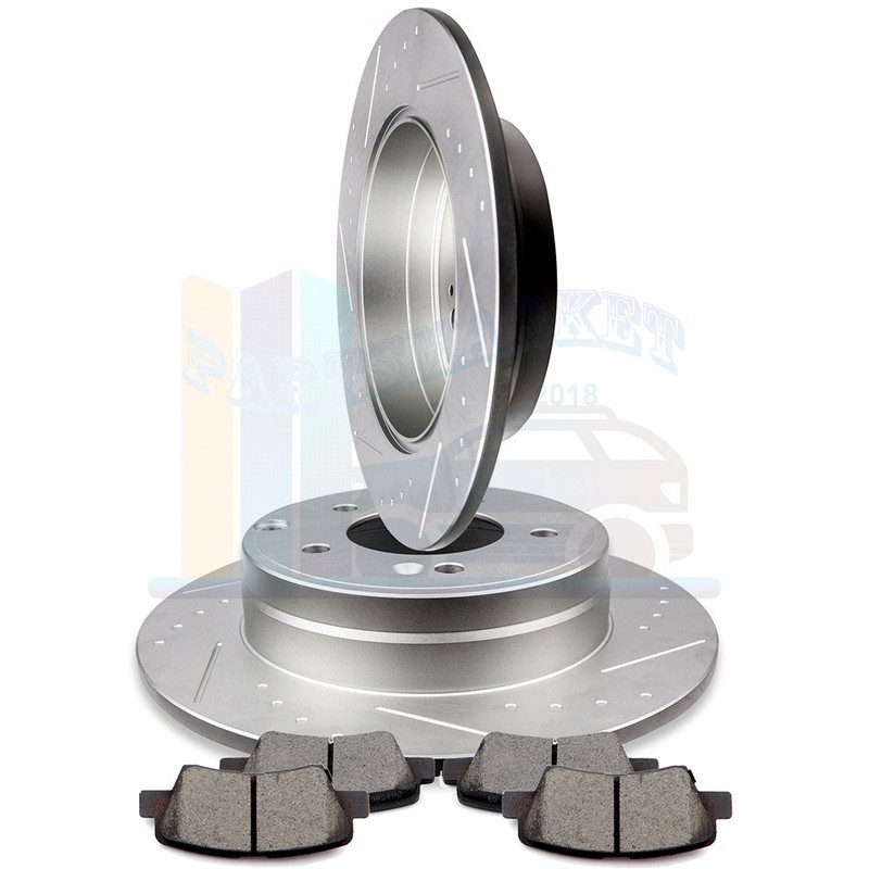 2X Rear Discs Brake Rotors and 4X Pads For 2012-2013 2016 Azera Drill Slotted
