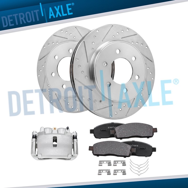 4WD Front Drilled Rotors Right Caliper Brake Pad for 05-08 F-150 Lincoln Mark LT