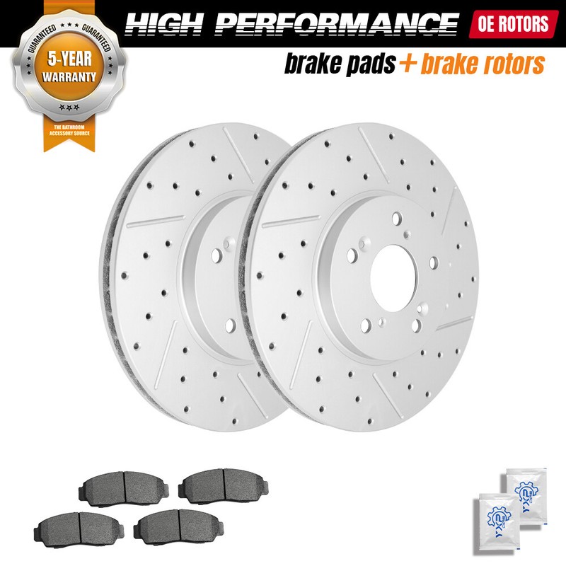 Front Drilled Brake Rotors + Ceramic Brake Pads for Honda Accord Acura TSX TL CL