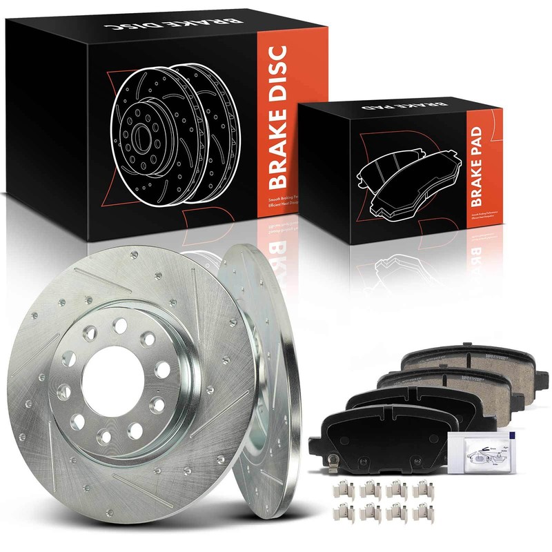 6x Rear Drilled Brake Rotors & Ceramic Brake Pads for Chrysler 200 Jeep Cherokee