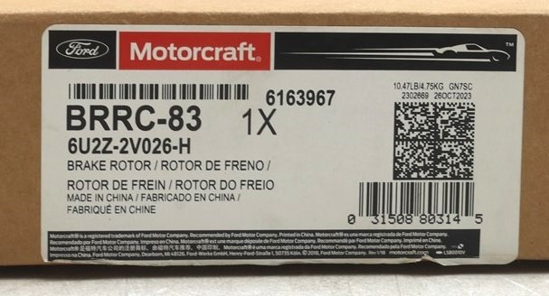 NEW Motorcraft Disc Brake Rotor Rear BRRC-83 Fusion 2010-2012 Milan 2010-2011 gallery