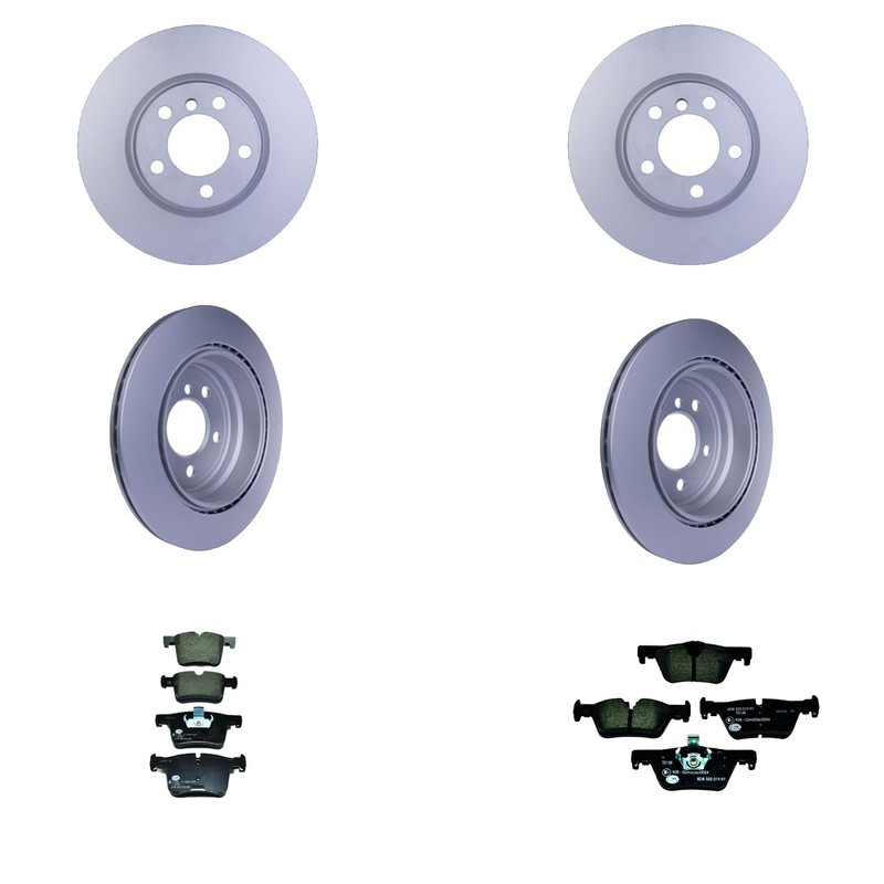 Hella Front Rear Rotors Low-Met Disc Brake Pad Kit For 330e FI B48A20M0 Sedan