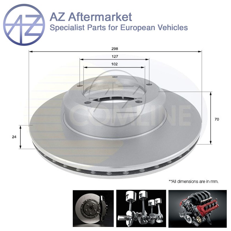 Fits Land Rover Defender 1990-2016 Discovery 1989-1998 AZ Front Brake Disc #1
