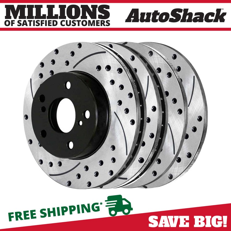 Front and Rear Drilled Brake Rotors Black Set of 4 for Subaru Impreza BRZ 2.5L
