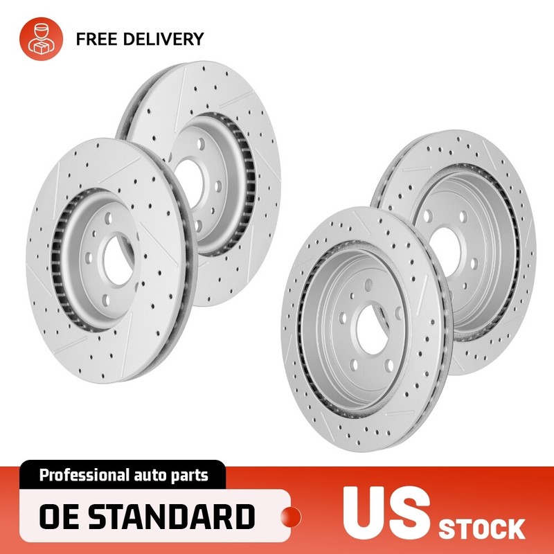 Front & Rear Drilled Brake Rotors Set for Chevy Camaro V6 3.6L LS & LT 2010-2015