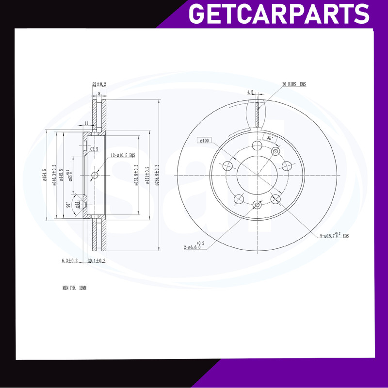 Front Vented Brake Discs / Pads Fits Skoda Rapid 2012-2022 1.0/1.2/1.4/1.6 gallery