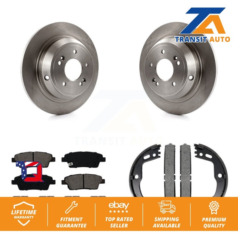 Disc Rotors Semi-Metallic Pads & Parking Brake Shoes Kit For Hyundai Genesis G80