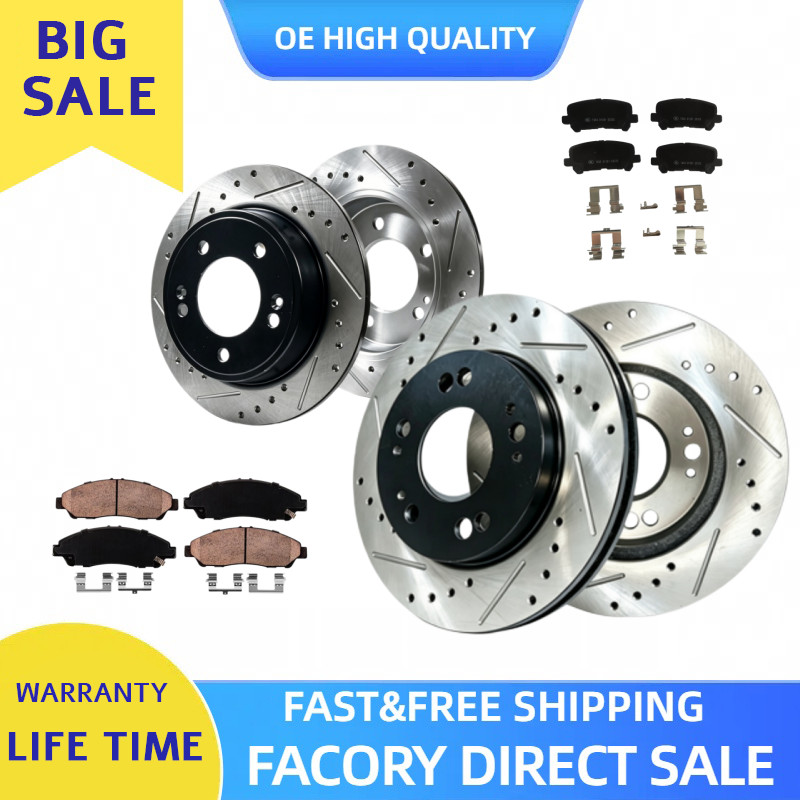 330mm Front & 334mm Rear Rotors + Brake Pads for 2010 2011 2012 2013 Acura ZDX