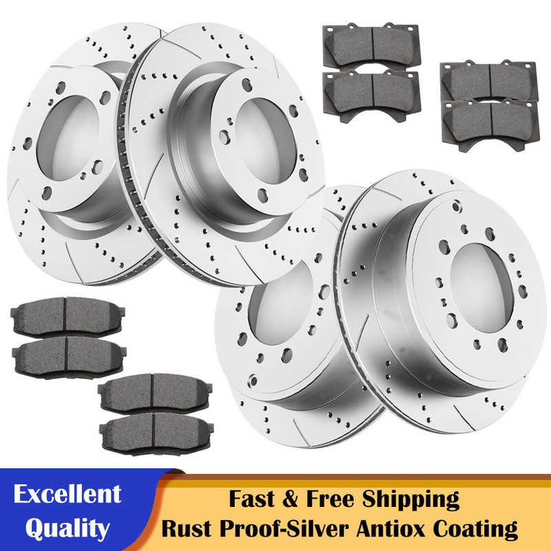 For 2016-2021 Toyota Tundra Sequoia LX570 Front Rear Drilled Rotors Brakes Pads