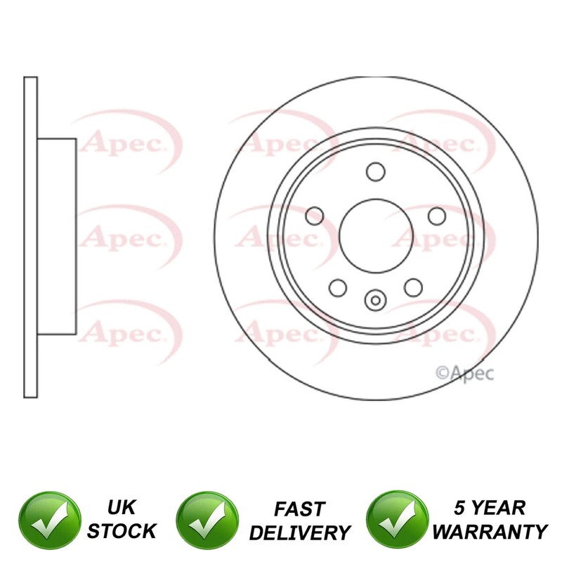 1x Brake Disc Rear SJR Fits Vauxhall Astra 2015- Opel Astra 2015- 13509119