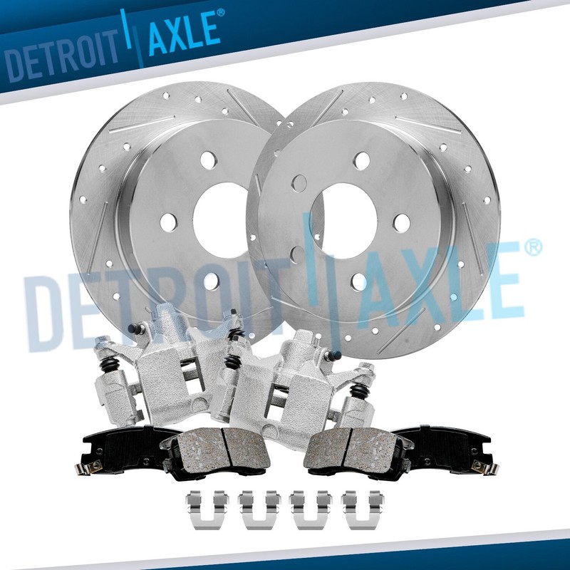 Rear Drilled Rotors Calipers Brake Pads for Buick Regal Chevy Monte Carlo Impala