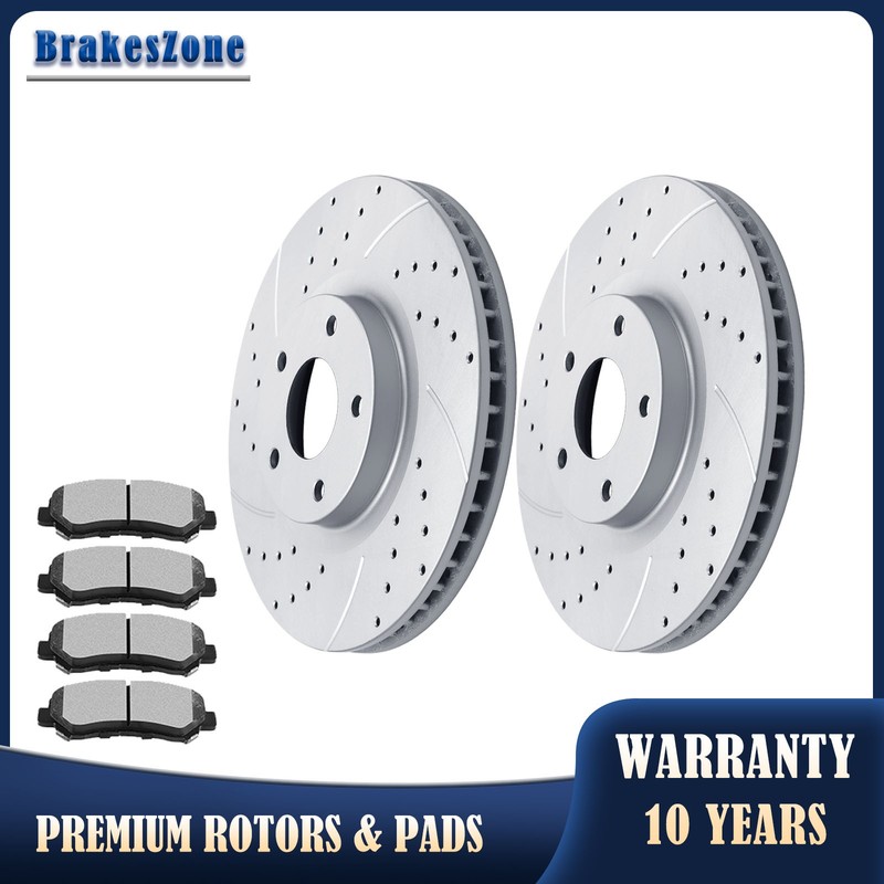 Front Brake Rotors and Pads fit for Nissan Maxima 2009-2014 All Models Slotted