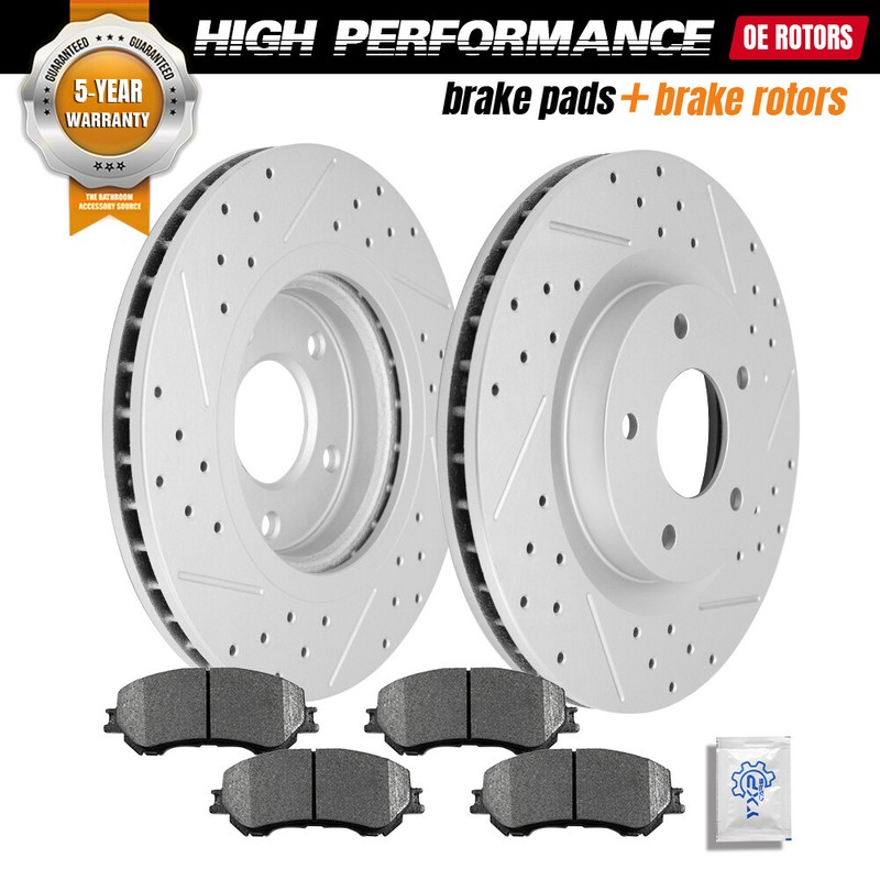 Front Drilled Brake Rotors & Ceramic Brake Pads for 2014 2015-2020 Nissan Rogue