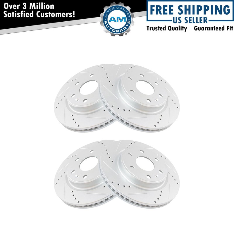 Performance Disc Brake Rotor Drilled & Slotted Front Rear G-Coated Set