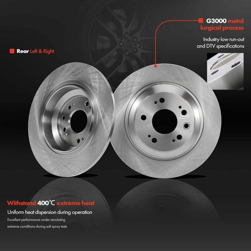 Front & Rear Side Disc Brake Rotors & Ceramic Brake Pads for Acura TL 2009-2014 gallery