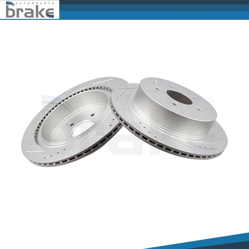 For Infiniti FX35 FX45 Murano Quest REAR DRILLED & SLOTTED PLATED BRAKE ROTORS