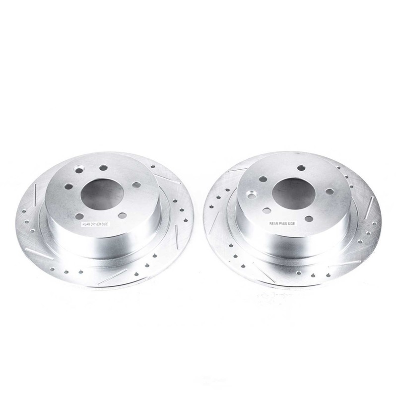 Disc Brake Rotor Set-Rear Drilled, Slotted and Zinc Plated Brake Rotor Pair