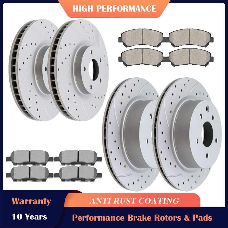 Front & Rear Brake Rotors + Ceramic Pads for 2009-2014 2016-2019 Nissan Maxima