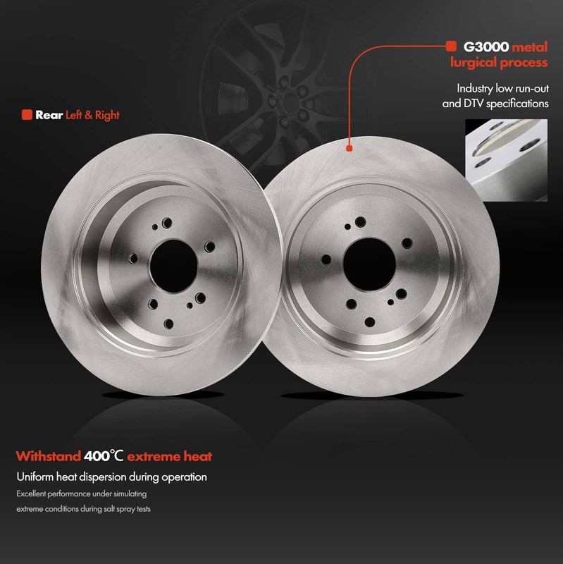 6pcs Rear Brake Rotors + Ceramic Brake Pads for Hyundai Veracruz 2007 2008-2012 gallery
