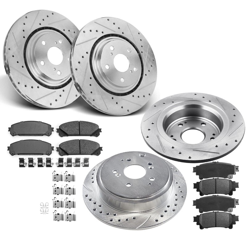 Front Rear Drilled Brake Rotors and Pads Kit for Toyota Sienna Lexus RX450H gallery