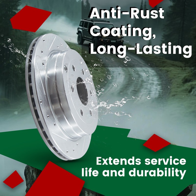 REAR 14.29" 363mm Drilled Brake Rotors for 2013-2022 Ford F-250 F-350 Super Duty gallery